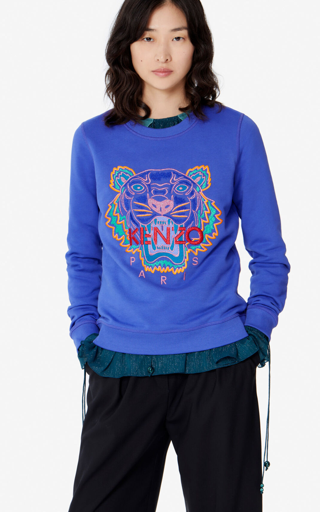 Kenzo Tiger Sweatshirt Purple For Womens 1652TZUPY